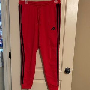 NWOT adidas Red Sweatpants with Black Side Stripes